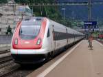 SBB - ICN  EXPO 02 bei der durchfahrt im Bahnhof Erstfeld am 01.08.2015