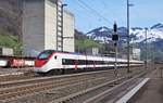 (Stadler) RABe 501 004  Kanton Luzern  am Ostermontag beim Bahnhof Brunnen abgestellt.
2. April 2018
