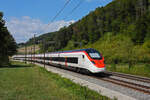 RABe 501 007-5 Giruno fährt am 28.08.2022 Richtung Bahnhof Gelterkinden.