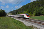 RABe 501 007-5 Giruno fährt am 28.08.2022 Richtung Bahnhof Tecknau.