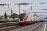 RABe 502 211-1 Twindexx durchfährt den Bahnhof Rupperswil. Die Aufnahme stammt vom 04.02.2022.