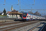 RABe 511 062 KISS, auf der S11, durchfährt den Bahnhof Rupperswil. Die Aufnahme stammt vom 13.01.2022.