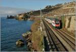 Im fast letzten Sonnenlicht dieses Jahres zeigt sich der SBB RABe 511 114 zwischen Rivaz und St-Saphorin.