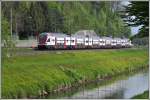 RE 3913 nach Chur mit 511 026, einem weiteren Stadler Produkt, am Binnenkanal bei Au SG. (22.04.2014) 