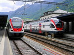 SBB - Triebzüge RABe 511 026-2 und 511 023-9 im Bahnhof Chur am 15.05.2016