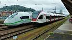 am 09.04.2022 sind DB Fernverkehr 407 011 ( Tz 711 ) und SBB GmbH 521 006 auf dem Güterbahnhof Lörrach zu gast ( Veränderte Ansicht) 