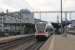 Zwischenhalt am 14.05.2015 von RABe 521 030  République et Canton du Jura  zusammen mit RABe 523 049 als S3 nach Olten in Pratteln.