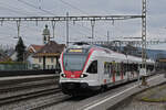 RABe 523 072, auf der S23, verlässt am 27.02.2023 den Bahnhof Rupperswil.