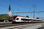 RABe 523 039, auf der S1, f�hrt am 13.08.2026 beim Bahnhof Kaiseraugst ein.