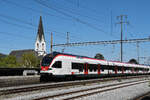 RABe 523 069, auf der S1, f�hrt am 13.08.2026 beim Bahnhof Kaiseraugst ein.
