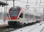 SBB - Triebzug RABe 523 028-1 bei der einfahrt im Bahnhof Luterbach-Attisholz am 10.02.2013