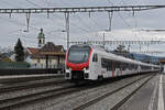 RABe 523 511-9 Mouette durchfährt am 27.02.2023 den Bahnhof Rupperswil.