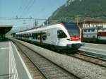 Zweisystemtriebzug Stadler  Flirt TILO  (Treni Regionali Ticino Lombardia)bei Testfahrten zwischen Sargans und Landquart.Sargans 24.05.07
