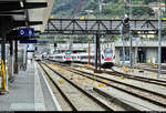 Blick von Bahnsteig 4/6 auf die Abstellanlage des Bahnhofs Bellinzona (CH) mit einigen RABe 524 (Stadler FLIRT) der TILO SA (SBB/TRENORD S.r.l.).
[20.9.2019 | 10:41 Uhr]