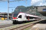 RABe 524 012 am 24.8.2014 in Mendrisio als S10 nach Chiasso.
