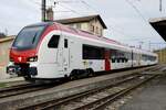 Neuer Flirt 4 Evo RABe 531 404 für Thurbo am 11.3.25 beim Bahnhof Dürrenroth abgestellt.