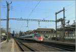 Der SBB ETR 610 auf der Fahrt von Milano nach Genve bei der Durchfahrt in Vevey.