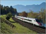 Ein SBB ETR 610 unterwegs als EC 32 von Milano nach Genève kurz nach Villeneuve im herbstlichen Gegenlicht. 
01. Nov. 2014