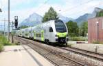 z.Zt.in der Testphase,der neue Stadler Dosto(KISS)RABe 515 der BLS,hier am 15.05.12 bei Maienfeld 

