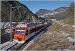 Zwei TMR NINA Triebzüge RABe 525 von Martigny kommend erreichten in Kürze ihr Ziel Le Châble, wo Anschluss nach Verbier besteht. 

9. Februar 2020