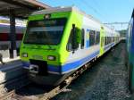 BLS - Triebzug RABe 525 030-3 als Regio nach Bren an der Aare im Bahnhof Lyss am 18.08.2012