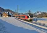 RBAe 526 047 nach Arth-Goldau am 11.02.2015 bei Ecce Homo.
