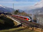 Der RABe 526 063 als S 4 nach Sargans am 18.02.2017 unterwegs bei Unterterzen.