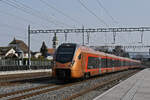 RABe 526 224 Traverso der SOB durchfährt am 09.03.2026 den Bahnhof Rupperswil.