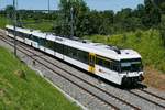 Zwei RABe 526, geführt von 688-7, zwischen Mörschwil und Goldach am 07.07.2020 als S3 11349 auf der Fahrt von St. Gallen nach St. Margrethen.