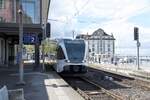 RORSCHACH (Kanton St. Gallen), 25.04.2025, thurbo 731-5 als S7 (S-Bahn St. Gallen) nach Lindau-Insel bei der Einfahrt in den Bahnhof Rorschach Hafen