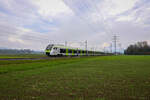 Der RABe 528 201 und 202 fahren als Test- und Messzug durch Kiesen Richtung Münsingen. Diese zwei RABe 528 gehören zu den S-Bahn-MIKA.