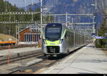 BLS - RABe 528 126 bei der einfahrt in den Bhf. Kandersteg am 17.02.2024
