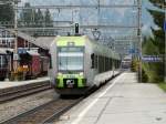 bls - Nachschuss vom Triebzug RABe 535 104-4 bei der ausfahrt aus dem Bahnhof Kandersteg am 24.04.2011