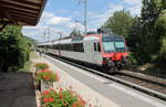 RBDe 560 255-2 ''Aventicum'' am 14.7.2020 in Ligerz, dem letzten Einspur-Abschnitt zwischen Boden- und Genfersee, als Regio nach Biel/Bienne.