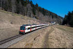 SBB RBDe 560 230-5 ist, sehr überraschend, am 28.02.2021 als MAT nach La Chaux-de-Fonds unterwegs und konnte hier kurz nach Les Hauts-Geneveys aufgenommen werden.