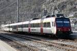 SBB Domino ABt 814 mit B 150 und RBDe 560 217 am 7.3.26 bei der Einfahrt in Brig.