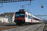 ABt NPZ Domino 50 85 39-43 896-2, auf der S33 verl�sst am 03.03.2026 den Bahnhof Pratteln.