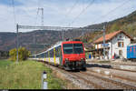 SBB RBDe 562 als RegioExpress Frasne - Neuchâtel am 27. Oktober 2019 bei der Durchfahrt in Noiraigue.<br>
Die letzten aufgrund ihrer Frankreich-Tauglichkeit nicht zu Domino umgebauten NPZ werden auf dieser Relation per Fahrplanwechsel Mitte Dezember durch FLIRT France RABe 522 ersetzt. Per Ende 2019 verlieren die Züge ihre Zulassung in der Schweiz, sofern sie nicht nachgerüstet werden.