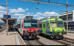 Ein SBB Domino als Ersatzzug für den RE nach Bern und ein BLS RBDe-Pendel als Regio Lyss - Büren an der Aare treffen sich am 11.