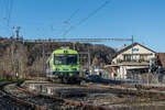 RBDe 565 732 abfahrbereit am letzten Betriebstag des alten Bahnhof Laupen.