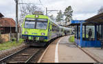 Am 14. Dezember 2019 war der letzte Betriebstag der Sensetalbahn mit dem alten Bahnhof Laupen. Vom 15. Dezember 2019 bis am 12. Dezember 2020 wird die Strecke Flamatt - Laupen totalsaniert und der Bahnhof Laupen um ca. 250 m auf die andere Strassenseite Richtung Neuenegg verschoben.<br>
Im Zuge dieses Umbaus erhält die Haltestelle Flamatt Dorf eine Perronverlängerung und -Erhöhung. Ein RBDe-565-Pendel erreicht am 14. Dezember als S2 nach Langnau gerade die Flamatt Dorf.