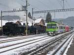 DBB / bls - Eb 3/5 5810 und Eb 3/5  11 sowie ein ausfahrender bls Regio nach Thun am 14.02.2009