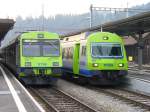 Triebwagen 565 741-6 mit Steuerwagen Bt 944 im Bahnhof von Langnau am 23.02.2007