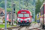 Der RBDe 566 I 222 des VPM der am 16.7.23 nach Unterhalt in Balsthal wieder zurück Nachhause fährt.