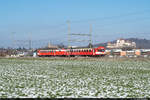 Am 11.01.2021 wurde CJ RBDe 566 I 221 von Alle (Jura) nach Oberburg überführt und konnte hier auf der Doppelspur zwischen Burgdorf Steinhof und Oberburg aufgenommen werden.