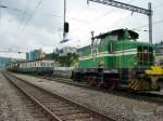 Makies AG - Em 3/3 1  837 816-8 mit ex. SOB  Triebwagen BDe 4/4 576 057 in Betriebsareal der Maikies AG in Gettnau .. Foto vom 02.08.2008