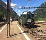 Die SBB BDe 4/4 Nr. 1646 der SBB Historic durchfährt im Bild den Bahnhof Göschenen und wird dann den 15 km langen Gotthard Scheiteltunnel nach Airolo durchfahren. (Leider Handybild)
Samstag, 10. Juni 2016