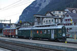 Gotthard-Bahntage 2021.
Aufstellung der historischen Lokomotiven vom frühen Morgen des 18. September 2021 im Bahnhof Erstfeld.
BDe 4/4 1646.
Foto: Walter Ruetsch
