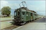 BDe 4/4 1625 mit einem Regionalzug nach St-Gingolph beim Halt in Bouveret im Sommer 1994.