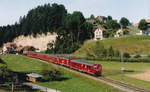 RM/EBT/VHB:  Verstärkter Wasenpendel bei Gammenthal auf der heutigen Museumsstrecke Sumiswald Grünen - Huttwil der Genossenschaft Museumsbahn Emmental GmbH unterwegs im August 1994.